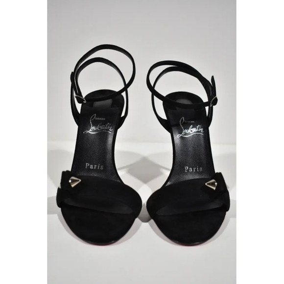 Christian Louboutin Umberta 100 Black Suede Ankle Strap Sandal Heel Pump 41 - Picture 6 of 12
